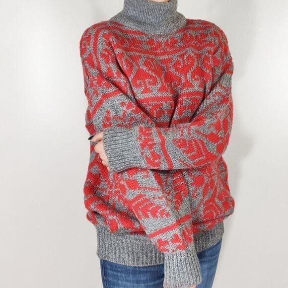 Vintage Jr. Priorities soft knit sweater red gray size S - Picture 2 of 6